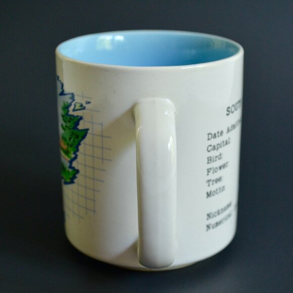 South Carolina Vintage 90s Coffee Mug White Blue Interior Ceramic - Picture 5 of 7